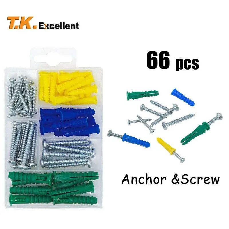 Plastic Self Drilling Ribbed Drywall And Wall Anchors With Screws Kit Wall Plug Anchor Expansion Bo 1