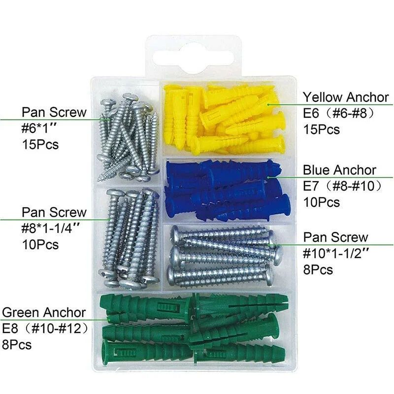 Plastic Self Drilling Ribbed Drywall And Wall Anchors With Screws Kit Wall Plug Anchor Expansion Bo 2
