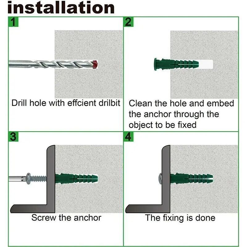 Plastic Self Drilling Ribbed Drywall And Wall Anchors With Screws Kit Wall Plug Anchor Expansion Bo 3