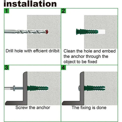 Plastic Self Drilling Ribbed Drywall And Wall Anchors With Screws Kit Wall Plug Anchor Expansion Bo 3
