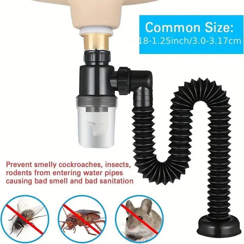 Universal EasyFit PTrap For Kitchen Sink LeakProof Expandable Drain Pipe Set Durable Plastic AntiCl 1