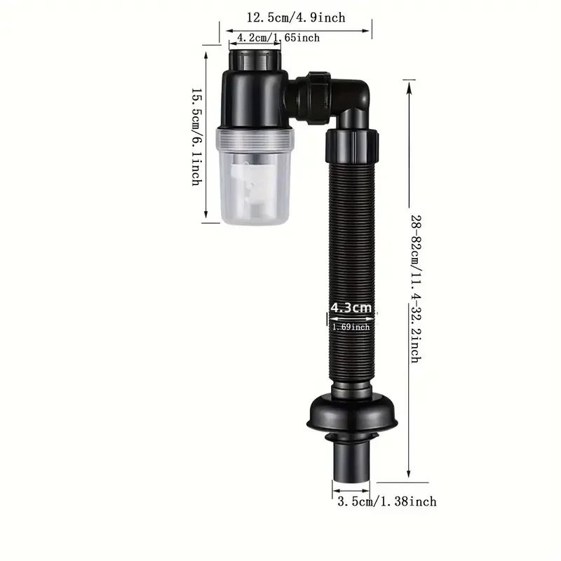 Universal EasyFit PTrap For Kitchen Sink LeakProof Expandable Drain Pipe Set Durable Plastic AntiCl 2