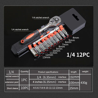 Ratchet Socket Wrench Set MultiFunction Spanner Kit For Bicycle Motorcycle And Car Repairs 4