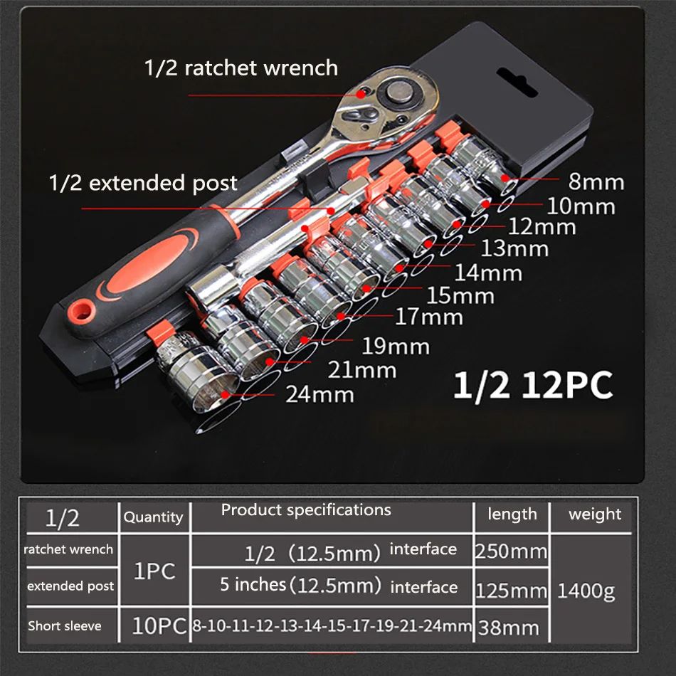 Ratchet Socket Wrench Set MultiFunction Spanner Kit For Bicycle Motorcycle And Car Repairs 3