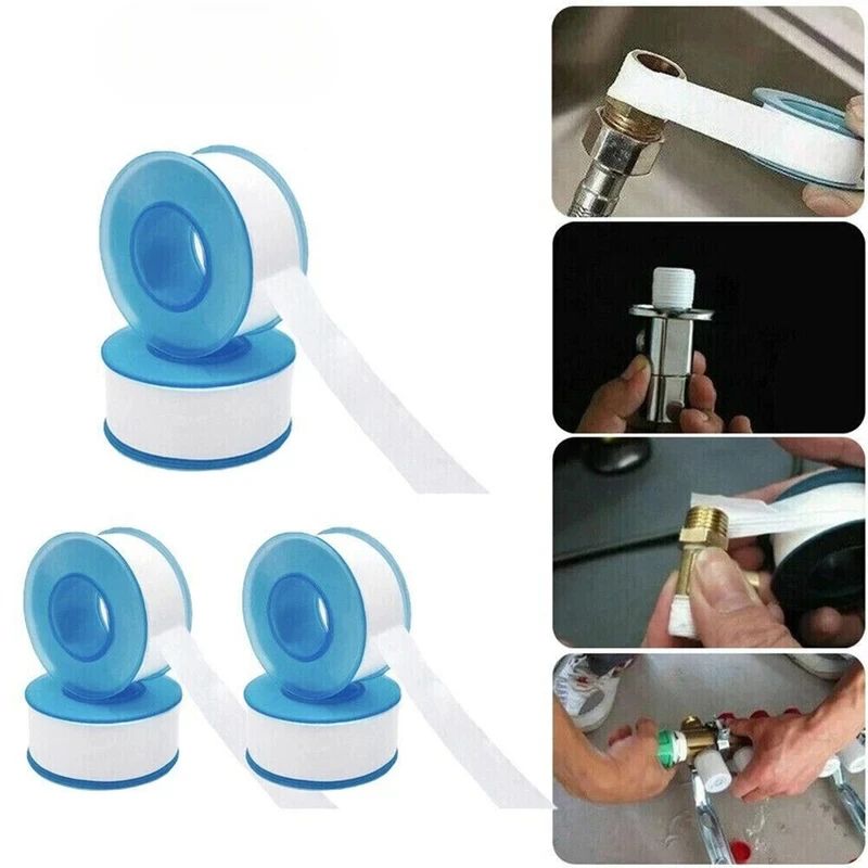 6Pcs Plumbing Thread Seal Tape Oil-Free Leakproof Teflon Tape for Water Pipe, Sewer Plug, Faucet Repair, Adhesive