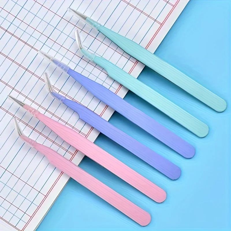 Colorful Stainless Steel Precision Tweezers Straight  Curved Head Tweezers For Scrapbooking Crafts 1