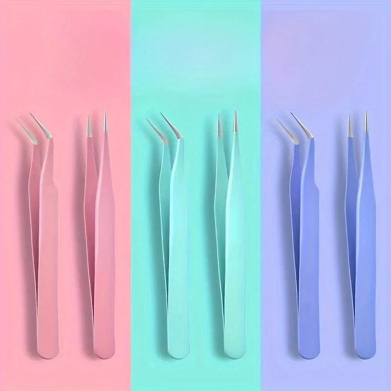 Colorful Stainless Steel Precision Tweezers Straight  Curved Head Tweezers For Scrapbooking Crafts 2