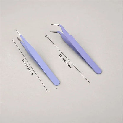 Colorful Stainless Steel Precision Tweezers Straight  Curved Head Tweezers For Scrapbooking Crafts 3