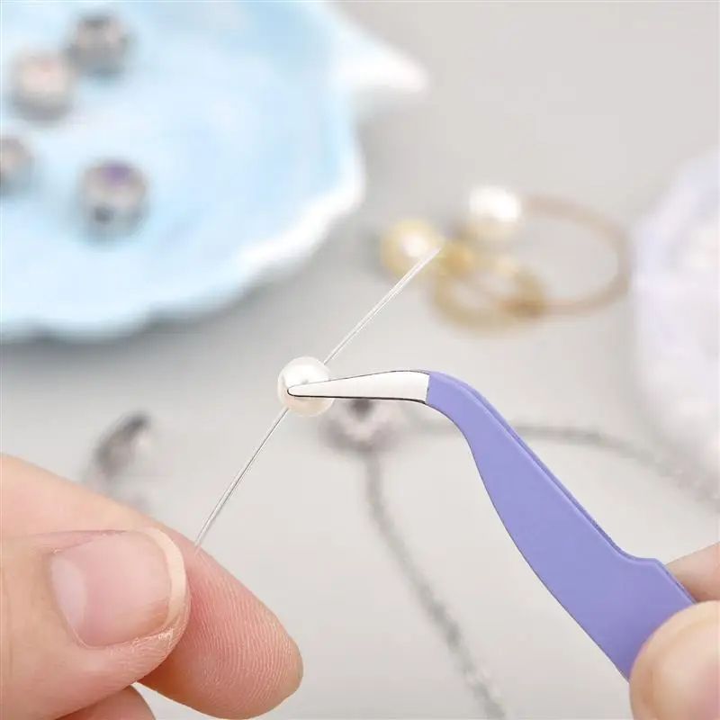 Colorful Stainless Steel Precision Tweezers Straight  Curved Head Tweezers For Scrapbooking Crafts 5