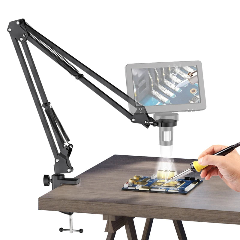 Adjustable Metal Microscope Arm Stand, Flexible Bracket Mount for Coin Microscopes Compatible with DM Series & MS Series
