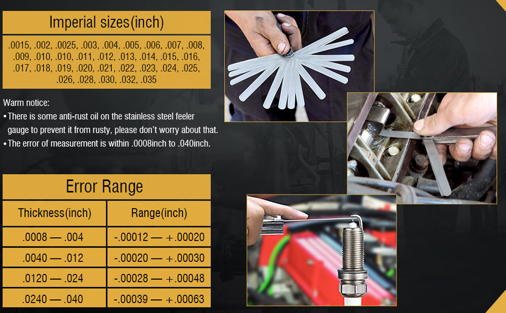 32Piece Stainless Steel Feeler Gauge Set Portable Durable DualMarked Gap Measuring Tool