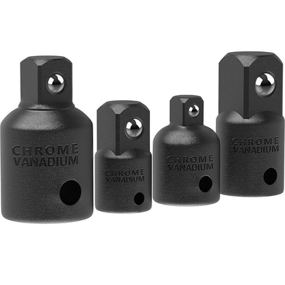 4PCS Impact Socket Adapter & Reducer Set, Versatile 1/2", 3/8", 1/4" Drive for Impact Drivers, Wrenches, and Drills