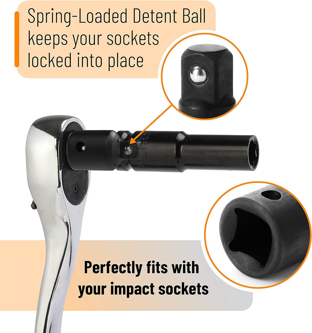 4PCS Impact Socket Adapter & Reducer Set, Versatile 1/2", 3/8", 1/4" Drive for Impact Drivers, Wrenches, and Drills