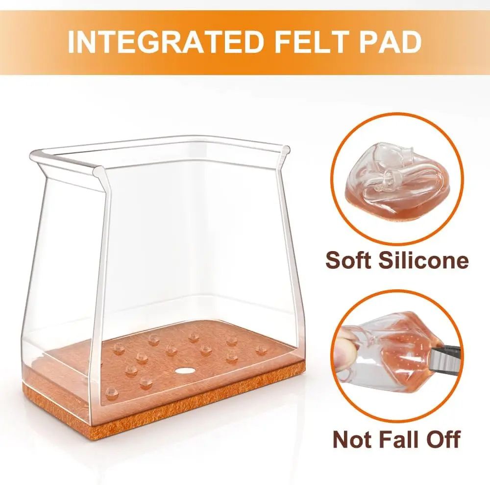 Square Chair Leg Floor Protectors Silicone Furniture Pads For Hardwood Floors Furniture Sliders For