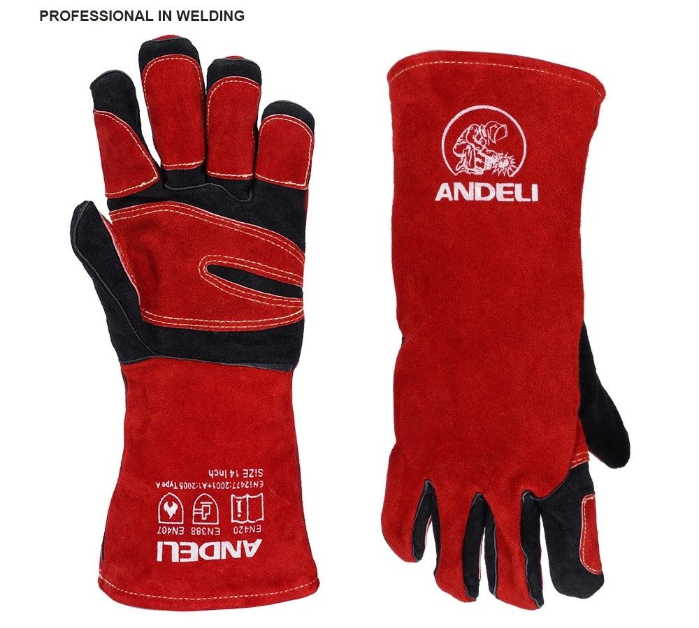 ANDELI Heat Resistant Welding Gloves, Durable Multifunctional Protective Gloves for Welding, Grilling, Industrial Work