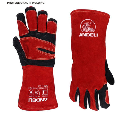 ANDELI Heat Resistant Welding Gloves, Durable Multifunctional Protective Gloves for Welding, Grilling, Industrial Work