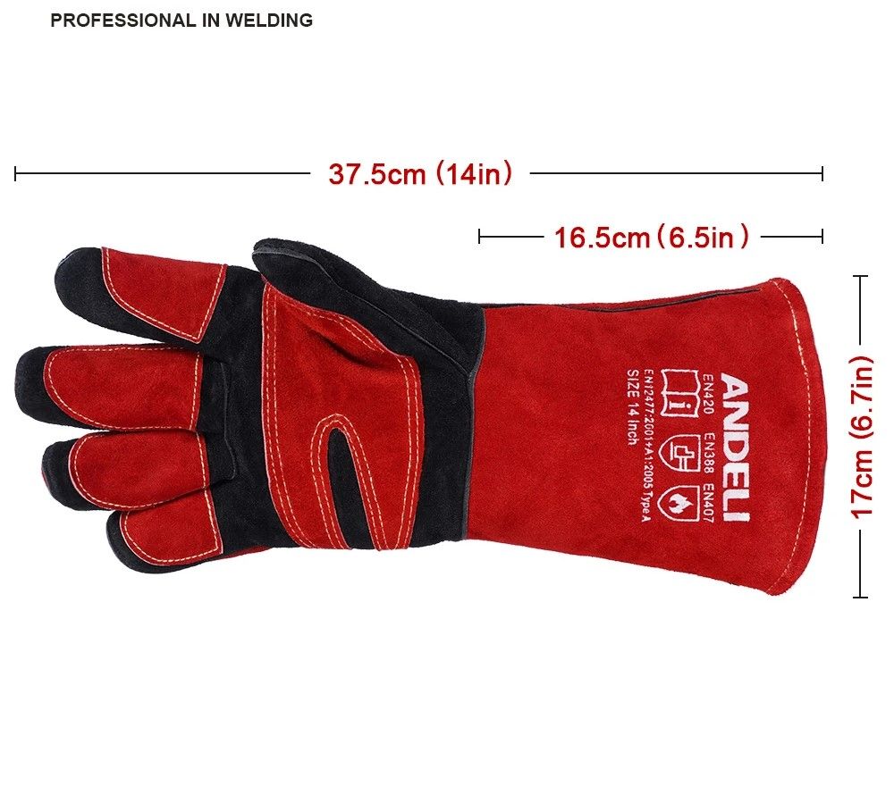 ANDELI Heat Resistant Welding Gloves Durable Multifunctional Protective Gloves For Welding Grilling 5