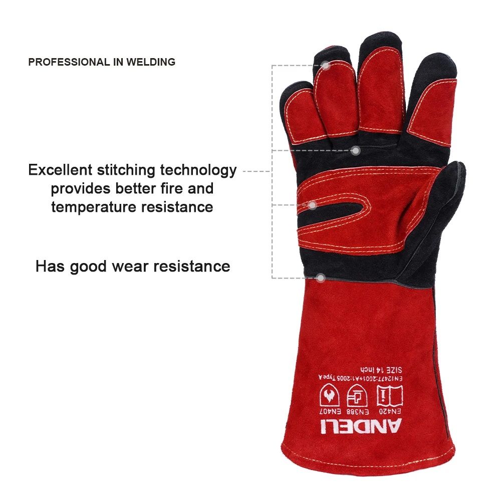 ANDELI Heat Resistant Welding Gloves Durable Multifunctional Protective Gloves For Welding Grilling 3