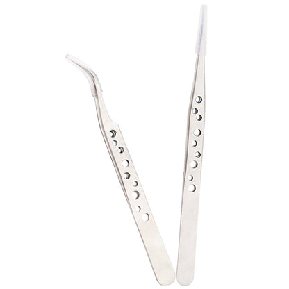 Electronics Industrial Precision Tweezers AntiStatic Stainless Steel Curved  Straight Tip Forceps F 1