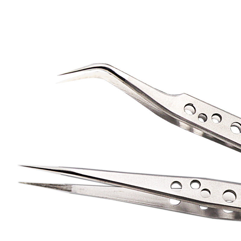 Electronics Industrial Precision Tweezers AntiStatic Stainless Steel Curved  Straight Tip Forceps F 2