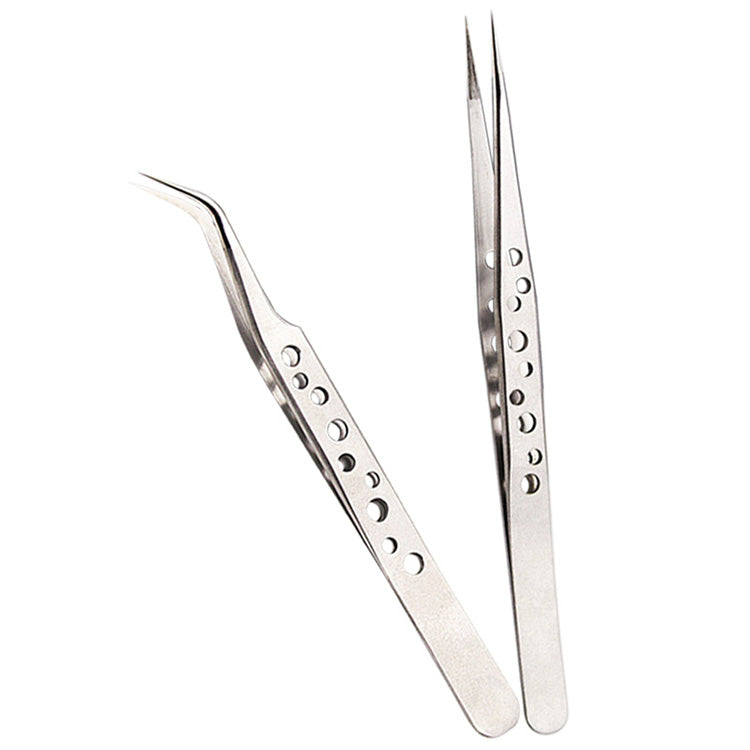 Electronics Industrial Precision Tweezers AntiStatic Stainless Steel Curved  Straight Tip Forceps F 4