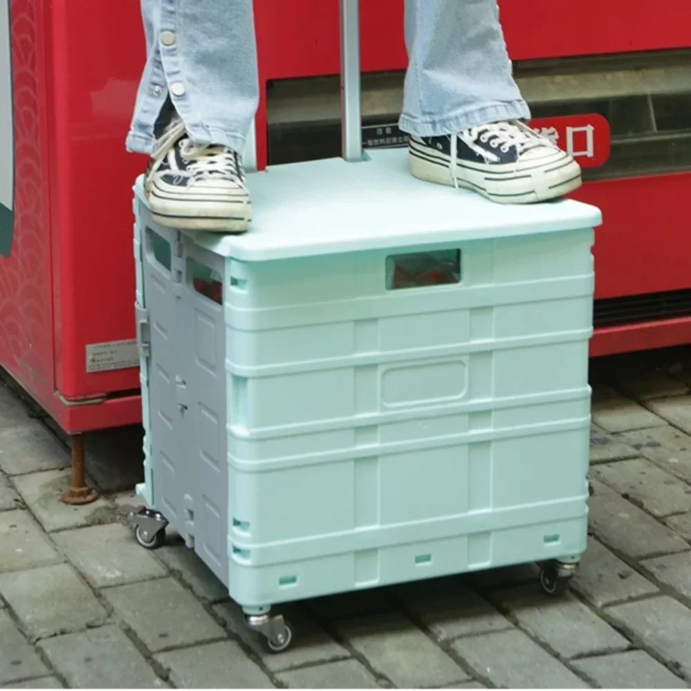 Lightweight Brushed Trolley Luggage Cart  Folding Shopping Cart For Climbing Stairs  Home Hand Pull 1
