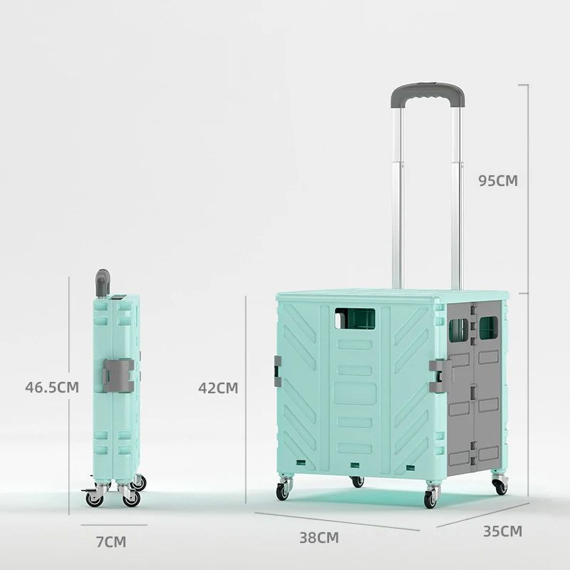 Lightweight Brushed Trolley Luggage Cart  Folding Shopping Cart For Climbing Stairs  Home Hand Pull 8