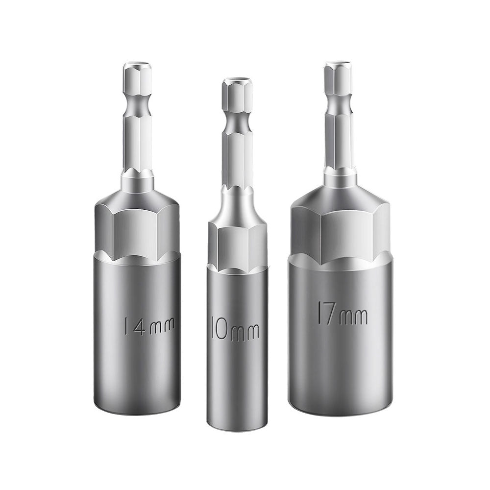 Lengthened Deep Impact Socket Adapter Set 5519mm 14 Hex Power Nut Driver Tool Kit 3