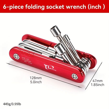 Portable Folding Socket Wrench Tool Combos Set Multifunction 6 Household  Outdoor Tools 4