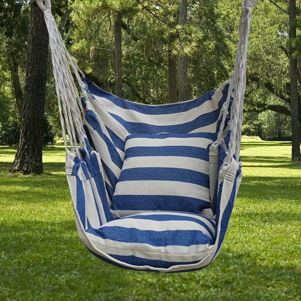 Outdoor Hammock Chair Canvas Leisure Swing Hanging Chair Without Pillow And Cushion  Indoor Outdoor 4