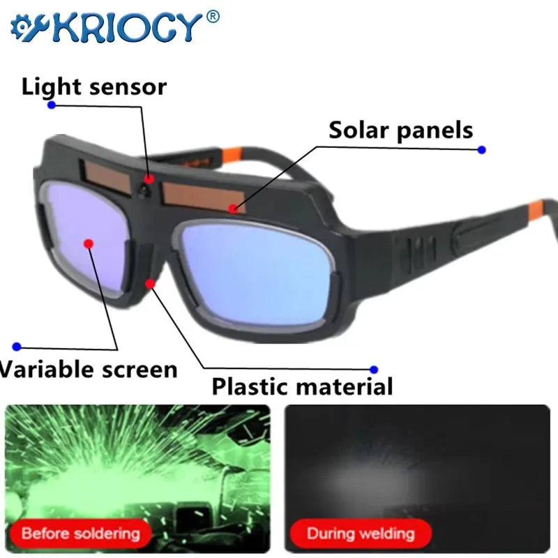 Solar Auto-Dimming Welding Goggles, Anti-Glare Argon Arc Eye Protection for Welders
