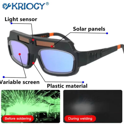 Solar Auto-Dimming Welding Goggles, Anti-Glare Argon Arc Eye Protection for Welders