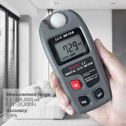 Portable Lux Meter, Digital Illuminometer Light Tester Fc with LCD Screen & Sensor