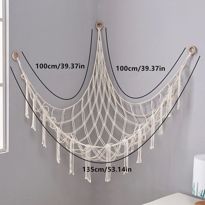 Handmade Rope Corner Toy Net Hammock Triangle Storage Net For Bedroom Stuffed Animal Organizer  Wal 5