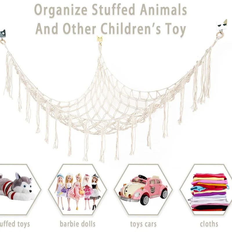 Handmade Rope Corner Toy Net Hammock Triangle Storage Net For Bedroom Stuffed Animal Organizer  Wal 2