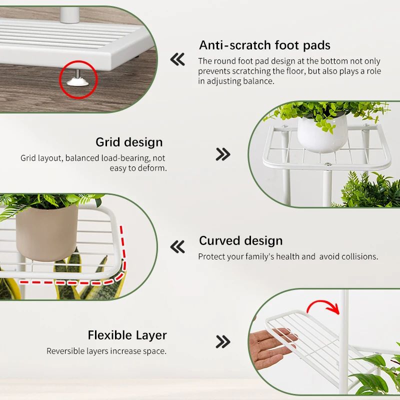 MultiLayer Iron Plant Stand 5Tier Flowerpot Organizer  Storage Shelf For Indoor  Outdoor Use 2