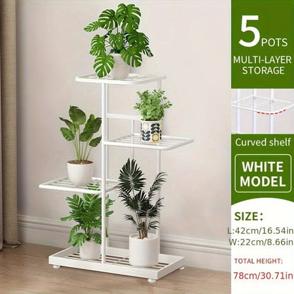 MultiLayer Iron Plant Stand 5Tier Flowerpot Organizer  Storage Shelf For Indoor  Outdoor Use 4