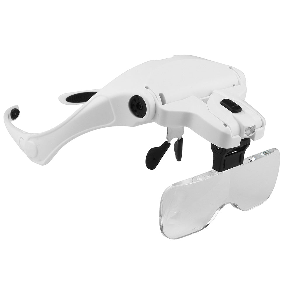 Illuminated Loupe Magnifier Glasses HandsFree Reading Aid with Adjustable Head  2 LED Lights 5 L