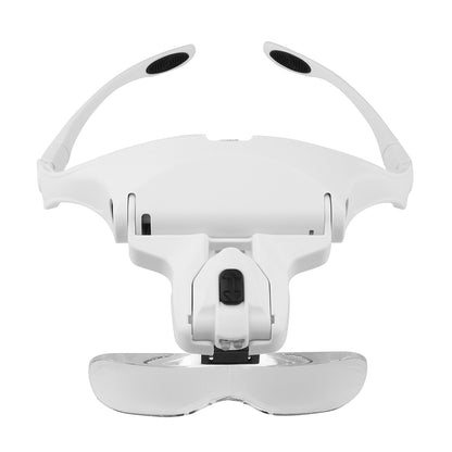 Illuminated Loupe Magnifier Glasses HandsFree Reading Aid with Adjustable Head  2 LED Lights 5 L