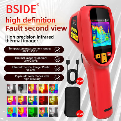 Handheld Thermal Imager, Industrial Infrared Camera, 15 Color Modes, Ideal for PCB, Pipeline & Fire Safety inspection