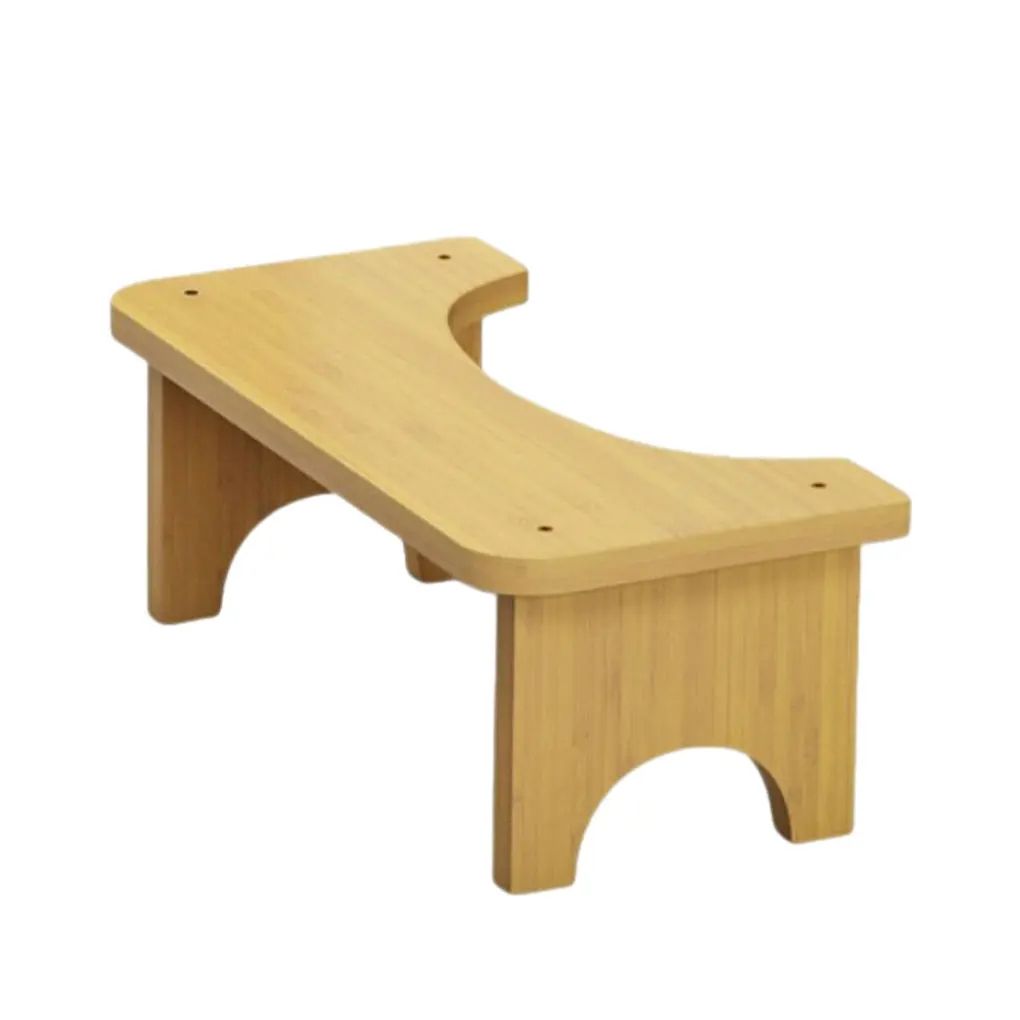 Premium Bamboo Toilet Stool, Non-Slip Squat Bench Poop Seat in Nut-Brown