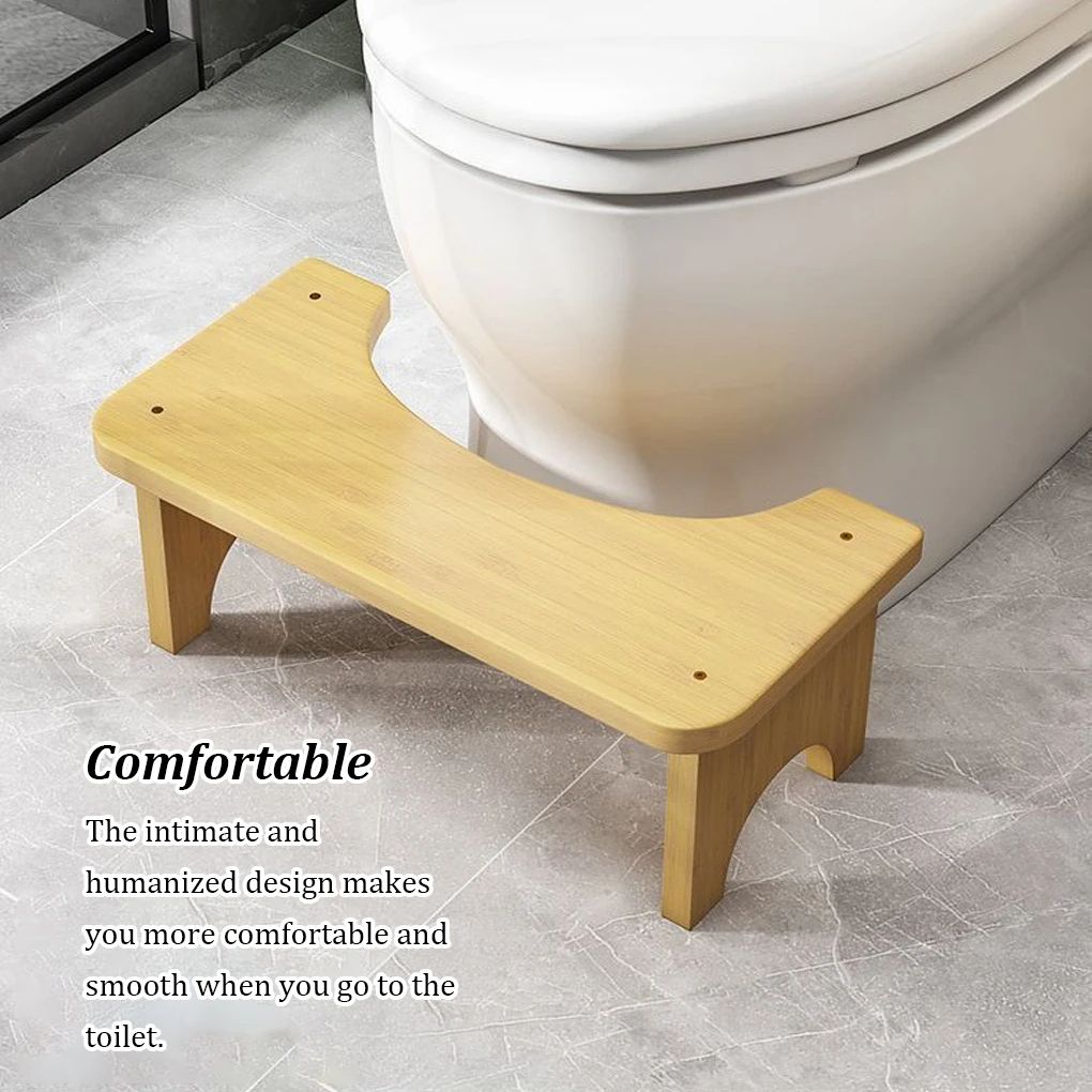 Premium Bamboo Toilet Stool NonSlip Squat Bench Poop Seat In NutBrown 1