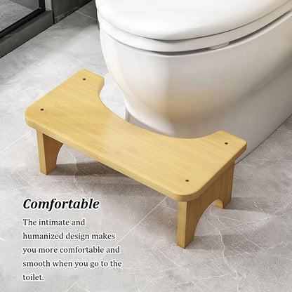 Premium Bamboo Toilet Stool NonSlip Squat Bench Poop Seat In NutBrown 1