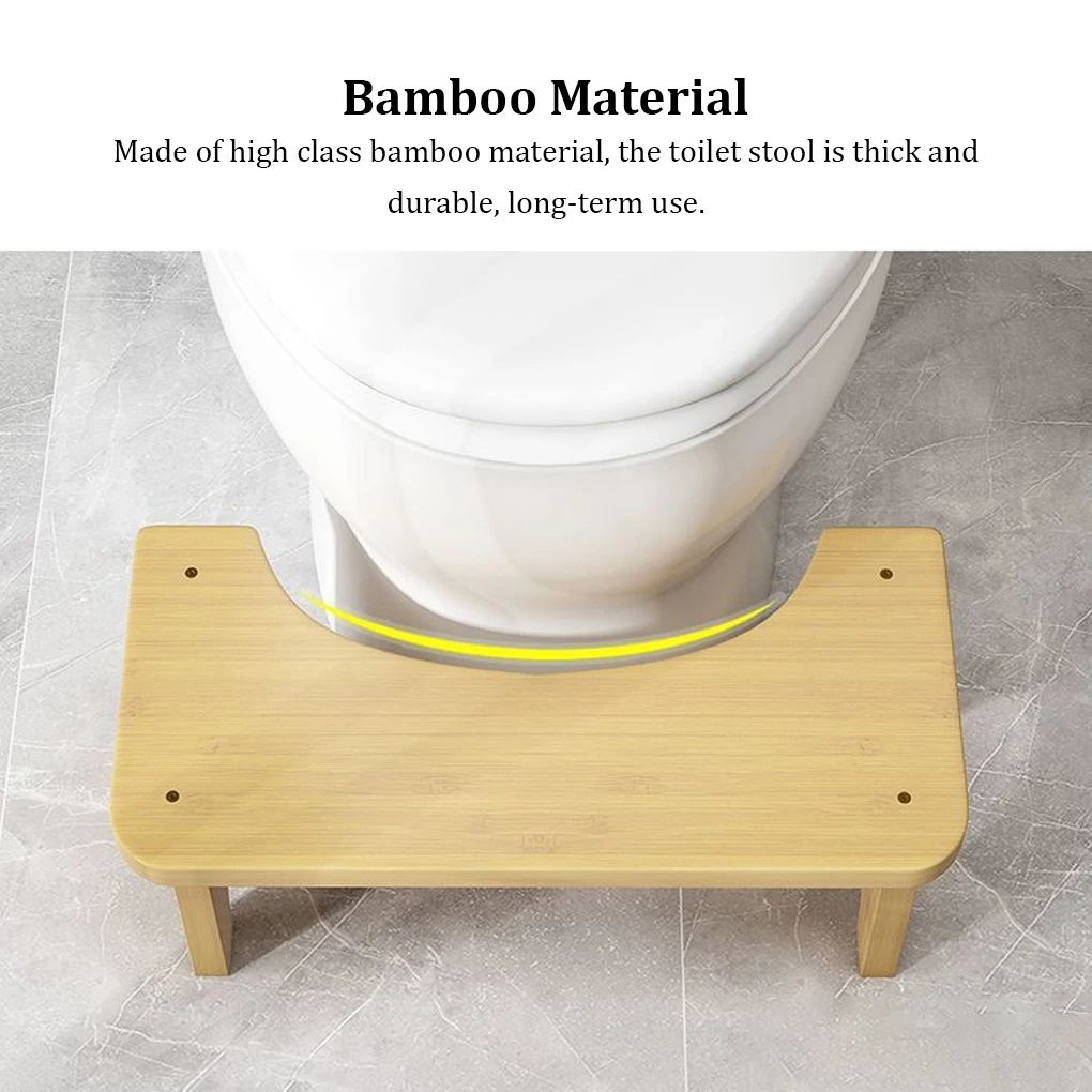 Premium Bamboo Toilet Stool NonSlip Squat Bench Poop Seat In NutBrown 2