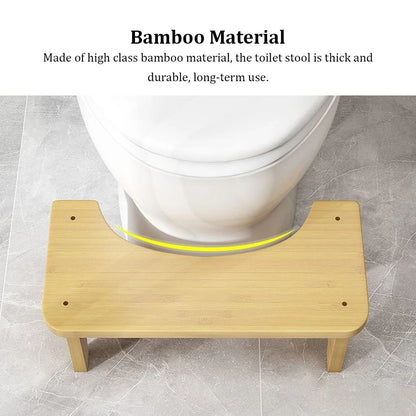 Premium Bamboo Toilet Stool NonSlip Squat Bench Poop Seat In NutBrown 2