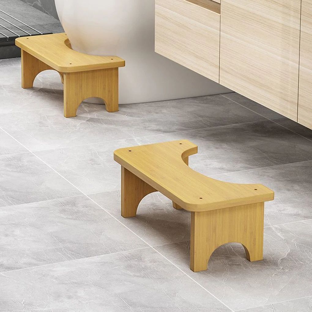 Premium Bamboo Toilet Stool NonSlip Squat Bench Poop Seat In NutBrown 3