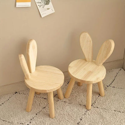 Creative Small Board Stool Cute Rabbit Ears Solid Wood Small Stool Decorative Stool Children Chair  1