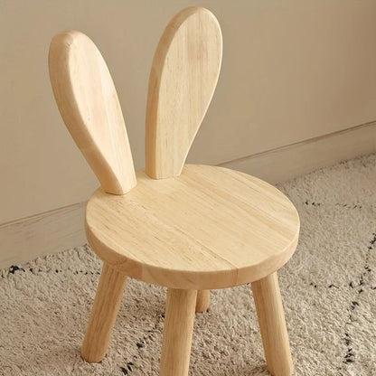 Creative Small Board Stool Cute Rabbit Ears Solid Wood Small Stool Decorative Stool Children Chair  3