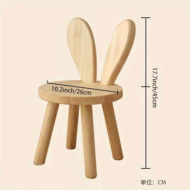 Creative Small Board Stool Cute Rabbit Ears Solid Wood Small Stool Decorative Stool Children Chair  4