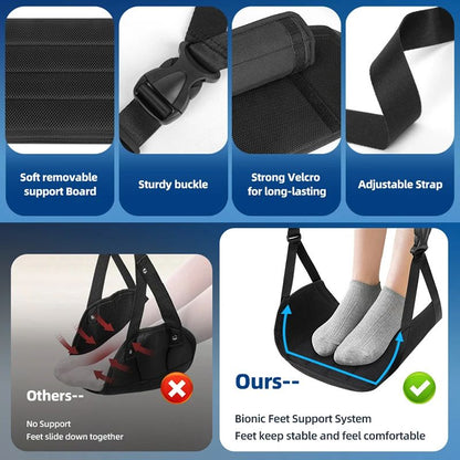Airplane Foot Hammock With Removable Pad Adjustable Strap  Memory Foam Travel Foot Rest For Plane O 1